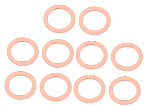 sourcing map 10pcs 10mm x 14mm x 1mm plana de cobre del círculo Crush arandela de sellado de juntas de tornillos