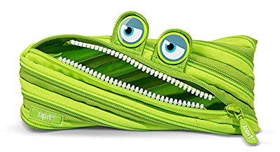 ZIPIT Wildlings Federmäppchen für Jungen | Großes Mäppchen für die Schule | Monster Etui für Kinder | Federmappe Grün