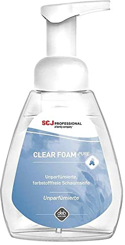 SC Johnson CLR250ML CLEAR FOAM PURE Milde Schaumseife für die Hände, Duft- und Farbstofffreie, 250ml Pumpflasche, 6 Stück