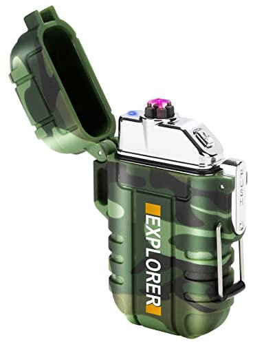 Qimaoo Feuerzeug Elektrisch Lichtbogen Feuerzeuge Wasserdicht USB Aufladbar Winddicht Flammenlos Plasma Feuerzeug für Camping Wandern Draußen