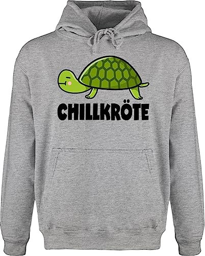 Shirtracer Hoodie Herren Pullover Männer - Manga & Comic Zubehör - Chillkröte - L - Grau meliert - kröte Pulli chill Fun-Sweatshirts Turtle hudi Turtles Chiller chillen schildkröte schildkröten