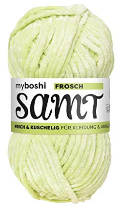 myboshi Samt Wolle zum Häkeln und Stricken, weiche Chenille Wolle im XXL-Knäuel, perfekt für Amigurumi und Kissen, 100% flauschige Polyester, 100g, Ll 100m Grün (Frosch), 1 Knäuel