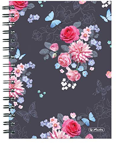 Herlitz 50021413 Spiralboutiquebuch A5 Ladylike Flowers, 100 Blatt kariert, 1 Stück