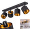 Deckenleuchte Alsen, Deckenlampe aus Metall/Stoff in Schwarz/Gold, 4-flammig, mit verstellbaren Strahlern, 4 x E14, Spot mit Stoff-Schirmen im Retro/Vintage Design, ohne Leuchtmittel