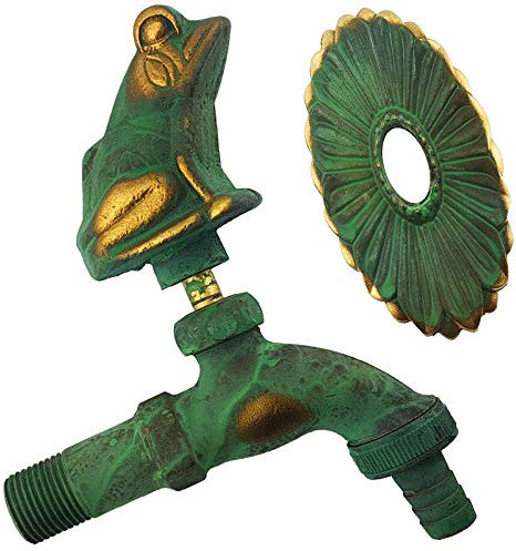 MegaHaustechnik Nostalgie Auslaufventil 1/2 Zoll AG | Wasserhahn Antik nostalgisch | Frosch patiniert