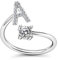 Bungsa A Ring Buchstabe - BUCHSTABEN RING silber mit Kristallen - biegbarer Fingerring/Zehenring Toering für Damen, Kinder & Herren