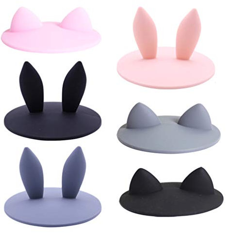 Cabilock 6 Stücke Becher Deckel Katze Hasen Ohren Tasse Cover Anti Staub Silikondeckel Trinkdeckel Silikon Abdeckung für Gläser Trinkglas Schüssel (Zufälliger Stil)