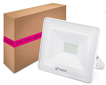 Superia 25W 2256 lumens Natural White 4000K, Projecteur LED d'extérieur, IP66 étanche, pour jardins et maisons, faisceau 120°, 230V AC, PRA25BN
