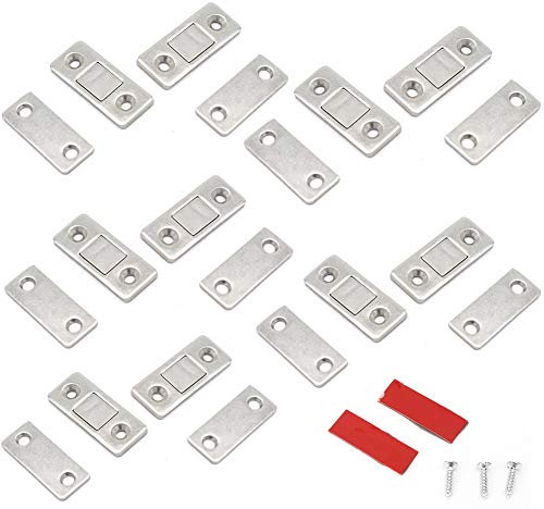 Lot de 10 Loquet Magnetique Aimant Porte Placard, Aimants de Porte Magnétiques Ultra Fins Serrure Porte Meubles pour Porte de Coulissante Tiroirs Fenêtre Armoire
