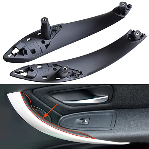 Hacreyatu Poignées de porte pour série 3, garniture de support de porte intérieure couvercle de sangle de traction pour F30 F31 316 318 320 323 325 328 330 335 (arrière, noir)