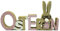 RiloStore Schriftzug Ostern Holz Aufsteller 28x14cm ROSA BRAUN Frühling Osterdeko Osterschmuck Schriftzug Tischdeko Hasen Holzhasen