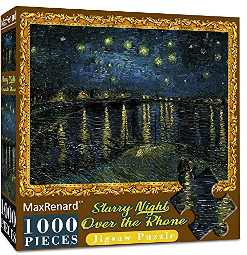 MaxRenard Fine Art Jigsaw Puzzle 1000 Pieces Vincent Van Gogh Starry Night Over The Rhone Puzzle Famous Oil Painting for Adult Family Game Gift