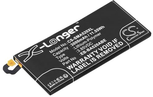 TCTK Akku 3000mAh Kompatibel mit [Samsung] Galaxy A5 2017, SM-A520F, SM-A520F/DS, SM-A520K, SM-A520L, SM-A520S Ersetzt EB-BA520ABE, GH43-04680A FBA
