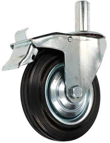 KOTARBAU® Rueda industrial 160 mm, Rueda de transporte con freno, Ruena giratoria para atornillar, Rueda de acero, Ruedas para muebles, Rueda de goma, Rueda para andamio, Carga pesada