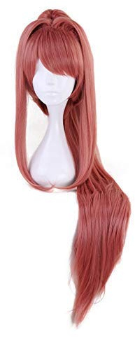 Chtom Doki doki literaturclub monika long gerade ponytail perücke cosplay kostüm hitzebeständige synthetische haare frauen partyperücken