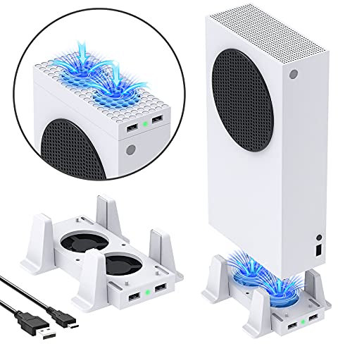 Support de Ventilateur de Refroidissement Compatible avec Xbox Series S, Base avec Ventilateur et Station d'accueil, 3 Niveaux de Vitesse Réglable et 2 Ports USB (Uniquement pour Xbox Series S)