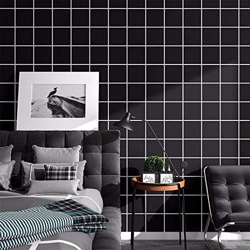 Chbrket Möbelfolie Selbstklebend Folie Klebefolie Für Möbel Tür Fensterbank Schrank Schminktisch Diy Vinyl Dekorfolie Wasserdicht Pvc Schwarz Kariert 60X200CM