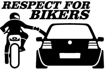 Danfer Auto-Aufkleber, Respect for Bikers, 3D Respekt Für Radfahrer Wasserdichter Reflektierender Biker Motorrad Sticker, Schwarz