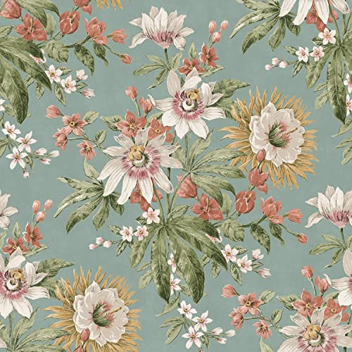 Boutique Martha Duck Egg Floral Wallpaper