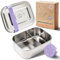 Everusely - Bento Box for Kids - Lavender, 27oz / 0.8 L - Stainless Steel Lunch Box with Leakproof Condiment Container - 3 Compartment Snack Container for School - Freezer & Dishwasher Safe