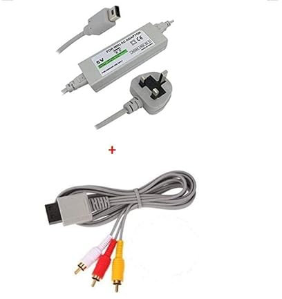 WICAREYO Power Supply Adapter with AV Cable for Wii U Gamepad, Charger Power Adapter with Audio Video Cord for Wii U Gamepad UK Plug