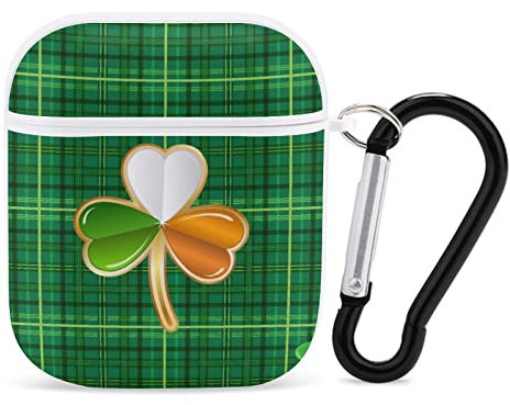 Airpods-Hülle Klee Auf Schwarzem Grünem Gitter Airpod Hard Case Cover Kopfhörerhüllen Für Apple Airpods1 Airpods2