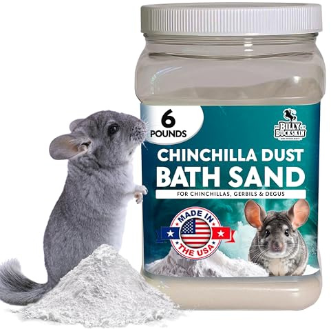 6 LB. Chinchilla Dust Bath Jar - Pure Cleansing Pumice Sand Dust for Cleaning Small Pets Like Gerbils, Mice, Degu - Premium, All Natural Dusting Powder - Chinchilla Accessories by Billy Buckskin