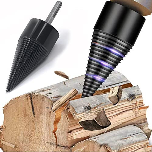 Log Splitter Drill Bit, High Speed Wood Splitting Cone Drill Bit for Household Electric Hammer Firewood Splitter Drill (Dia:42mm)