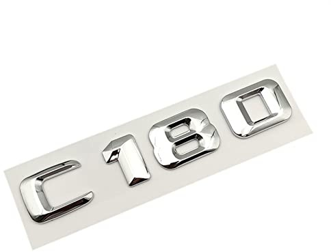 MSEURO 3D Chrom Auto Buchstaben Kofferraum Emblem Abzeichen Aufkleber for Logo passend for Mercedes Benz C180 C200 C220 C300 C400 W204 W205 Zubehör (Color : C180)