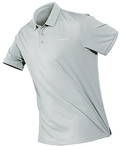 Mens Golf Polo Shirts Soft Solid Plain Quick Dry Lighweight Short Slevee Outdoor Tennis T-Shirts Tops Silver White L