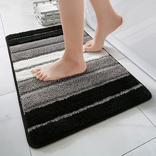 MIULEE Badematte Teppich Badezimmerteppich rutschfest Maschinenwaschbar Badteppich Badvorleger Saugfähig Duschvorleger Weich Fussmatte für Wohnzimmer Schlafzimmer Badezimmer 40x60cm Dunkelgrau