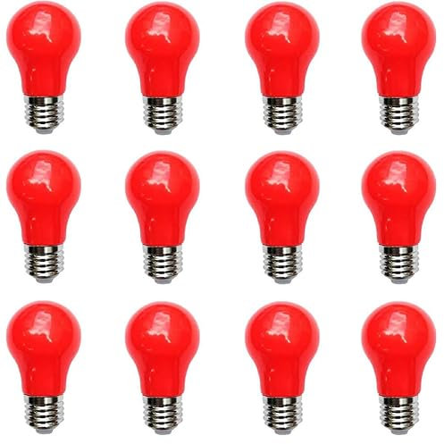 Aiwerttes 12er Pack 3W LED farbige Glühbirne E27 A50 Schraubkappe Glühbirne für Hochzeit Halloween Weihnachtsfeier,250LM（Rot）