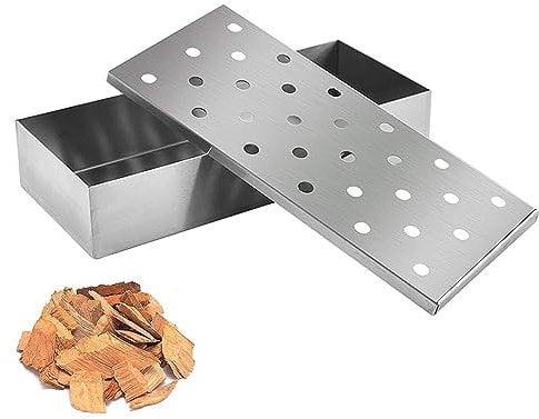 1 Stainless Steel Smoker Box, Sturdy Smoker Box, Bbq Smoker Box, Smoker Box, Smoker Box Grill Accessories, Suitable For Gas Grills And Charcoal Grills (Silver)