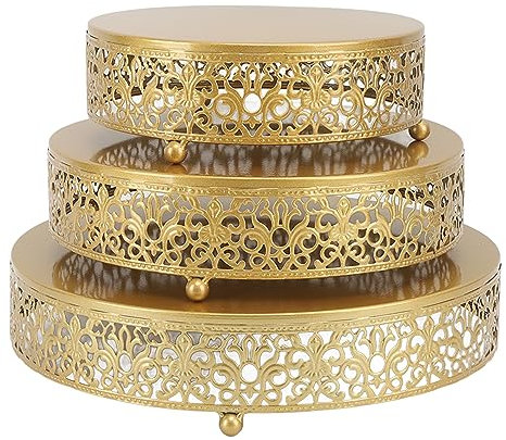 YUMILI Set di Alzate per Torta in Ferro Rotonde da 3 Pezzi per L'Oro della Festa di Compleanno Dell'evento di Nozze