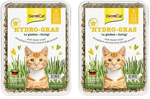 GimCat Hydro-Gras - Herbe à Chat fraîche Issue d’Une Culture en Plein air contrôlée en Seulement 5 à 8 Jours - 1 barquette (1 à 150 g) (Lot de 2)