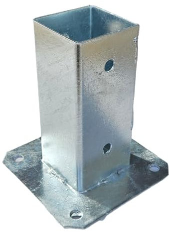 MiG-met Aufschraubhülse 60 x 60 mm Vierkantstahl, feuerverzinkt Polierte Hülse, Pfostenfuß für Zäune, Schuppen, Pergolen Erdungshülse Stützhülse