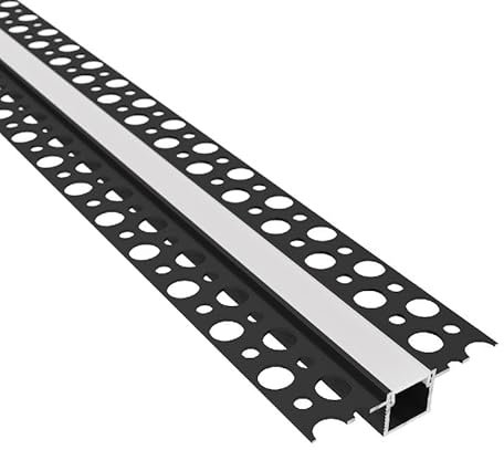 Evotrade Barre profilée Union panneaux de plâtre avec conduit d'éclairage LED barres 2 m encastré rétractable + coque lumière continue (plate - noire)