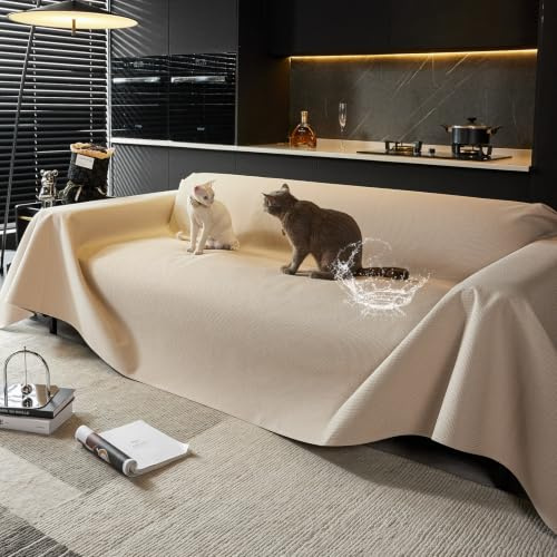 VanderHOME Waffel Sofaüberwurf wasserdichte Sofaüberwurf Antirutsch Sofahusse Schutz vor Haustier Katze Hunde Sofa überwurf 190 * 150cm-Khaki