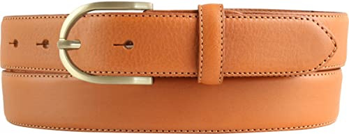 BELTINGER Hochwertiger Damengürtel aus Vollrindleder mit goldener Gürtelschließe 3,0 cm | Bombierter Ledergürtel Damen 30mm | Damen-Gürtel made in Italy | Tabac 125cm