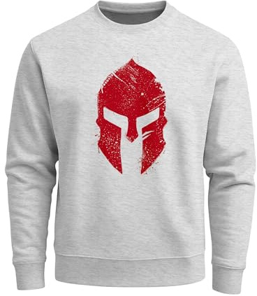 Neverless® Sweatshirt Herren Print Sparta-Helm Spartaner Gladiator Krieger Warrior Rundhals-Pullover Bedruckt Fashion Streetwear