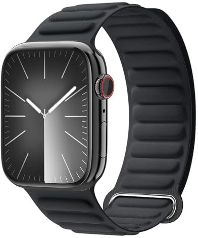 Recycled FineWoven Magnetic Link Straps for Apple Watch Straps 38mm 40mm 41mm 42mm 44mm 45mm 49mm Magnetic Link Band for iWatch Ultra Ultra2 Series 9 8 7 6 5 4 3 SE SE 2 Women Men(38/40/41mm,Black)