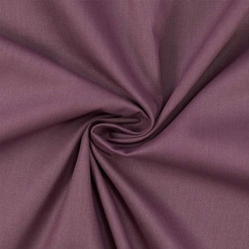 Baumwollstoff Popeline, 100% Baumwolle, Stoff zum Nähen, uni (Länge am Stück: ab 50cm / Breite: 148cm) Dunkelmauve