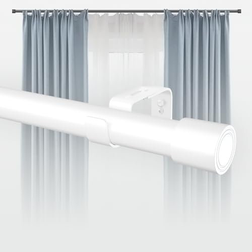 Tringle à rideaux extensible très résistante de 3 m avec supports réglables pour le salon et l'extérieur (blanc, 67 à 275 cm)
