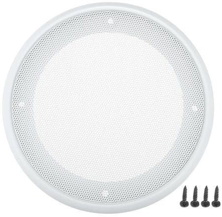 X AUTOHAUX 5 Speaker Grills Cover Mesh Round with Mounting Screws Iron ABS White - Pack of 1