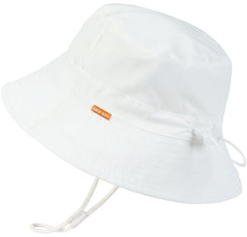 Creekstone Bébé Bob Chapeau de Soleil pour Garçon Fille Tout-Petit Chapeau Seau pour Enfants UPF 50+ Protection Solaire Chapeaux de Plage d'été 0-24M (FR/ES, Âge, 6 Mois, 24 Mois, Blanc)