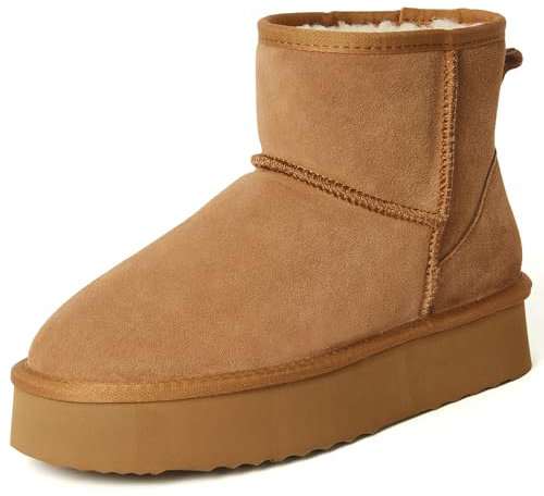 Shenduo Donna Plateau Stivali Caviglia Impermeabile, Stivaletti Invernali D9318 Chestnut 39EU