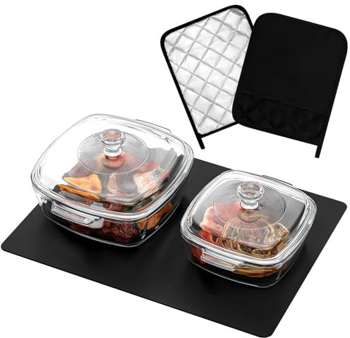 Teenyyou 5 Pcs Square Glass Casserole Dish with Lid Oven Safe Baking Glass Dish with Lid, Covered Casserole Dishes for Oven, Glass Bowl Oven 1.5 L/ 0.8 L Casserole Dish with Lid