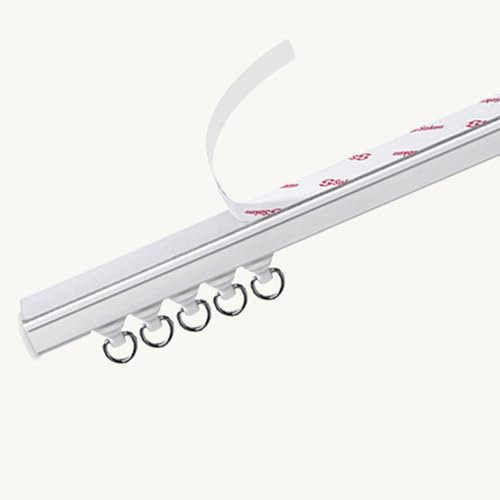 70cm-600cm Selbstklebende Gardinenschiene Vorhangschiene Set Für Balkon, Veranda, Studio, Wohnmobil, Schrank(135cm-53.1in)