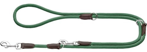 HUNTER Verstellbare Hundeführleine Freestyle, Farbe: dunkelgrün, robust & wetterfest, 3-Fach verstellbar, Tau mit Polyamid-Kern, liegt weich in der Hand, pflegeleicht, Größe: 10/200