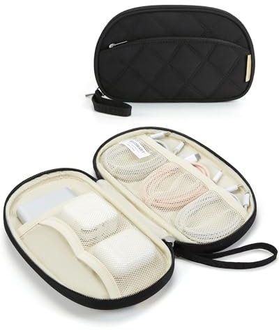 bagsmart Kabeltasche Organizer Travel Cord Elektronik Organizer Travel Case, Travel Essentials für Cables, USB Sticks, Memory Cards, Schwarz
